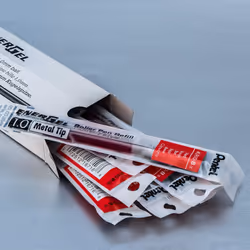 Pentel Refill Ink for BL60 EnerGel Liquid Gel Pen  1.0mm  Metal Tip  Red Ink  Box of 12 (LR10-B-12)