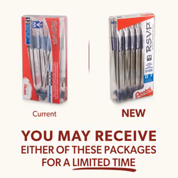 Pentel R.S.V.P. Ballpoint Pens  Medium Point  1.0 mm  Clear Barrel  Blue Ink  Pack of 12