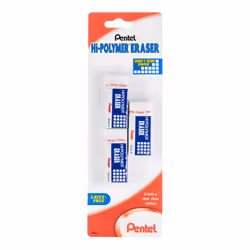 Pentel Hi-Polymer Large Block Eraser 3 Pack (ZEH10BP2F)