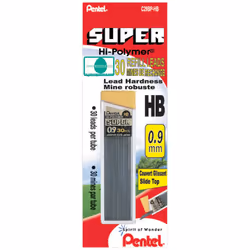 Pentel HB Lead Refill Economy Pack 0.9 mm Black Pack Of 30 Refills