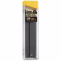 Pentel HB Lead Refill Economy Pack  0.9 mm  Black  Pack Of 30 Refills