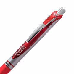 Pentel EnerGel Deluxe RTX Gel Pen  Medium Metal Tip  Red/Silver Barrel  Red Ink  Box of 12 (BL77-B) - Additional view 3