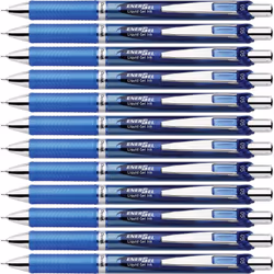 Pentel EnerGel RTX Retractable Liquid Gel Pens  Fine Point  0.5 mm  54% Recycled  Assorted Barrel Colors  Blue Ink  Pack Of 12 Pens