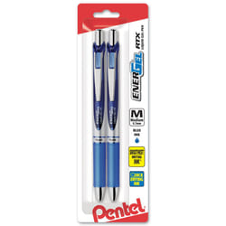Pentel EnerGel Deluxe RTX Retractable Liquid Gel Pen  0.7mm  Metal Tip  Blue Ink  2 Pack (BL77BP2C)