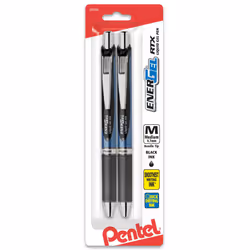 Pentel EnerGel Deluxe RTX Retractable Liquid Gel Pen 0.7mm Needle Tip Black Ink 2 pack (BLN77BP2A)