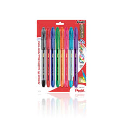 Pentel BK91CRBP8M ballpoint pen Black, Blue, Green, Light Blue, Orange, Pink, Red, Violet 8 pc(s)