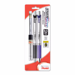 Pentel EnerGize Automatic Pencil with Lead and Erasers  0.5mm  Assorted  2 Pack (PL75LEBP2)