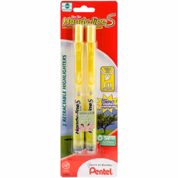Pentel Handy-line S Retractable Highlighter  Chisel Tip  Yellow Ink  2/ Pack (SXS15BP2G)