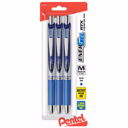 Pentel EnerGel Deluxe RTX Gel Ink Pens 0.7 Millimeter Metal Tip Blue Ink 3-Pack (BL77BP3C)