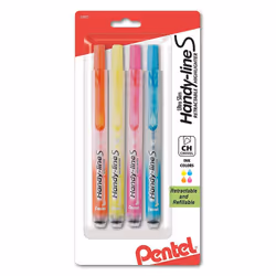 Pentel Handy-line S Retractable Highlighter, Chisel Tip, Assorted Ink Colors, 4/ Pack (SXS15BP4M)
