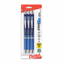Pentel EnerGel Deluxe RTX Retractable Pens Needle Point 0.5 mm Assorted Barrels Blue Ink Pack Of 3