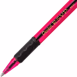 Pentel Pink BCA RSVP Razzle-Dazzle  (1.0mm) Medium Line  Black Ink  Pack of 5 (BK91RDBP5P)
