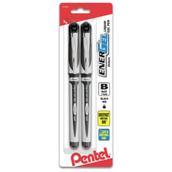 Pentel EnerGel Gel Ink Pen  (1.0mm)  Bold Point  Metal Tip  Black Ink  2 Pack (BL60BP2A)