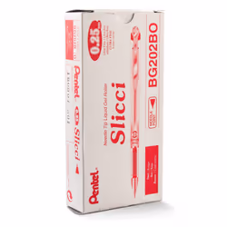 Pentel Arts Slicci 0.25 mm Extra Fine Gel Pen Red Ink Box of 12 BG202-B