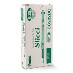 Pentel Arts Slicci 0.25 mm Extra Fine Gel Pen  Green Ink  Box of 12 BG202-D