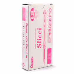 Pentel Arts Slicci 0.25 mm Extra Fine Gel Pen  Pink Ink  Box of 12 (BG202-P1)