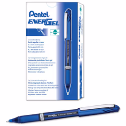 Pentel EnerGel NV Gel Ink Pen  0.5mm  Fine Point Capped  Needle Tip  Blue Ink  Box of 12 BLN25-C