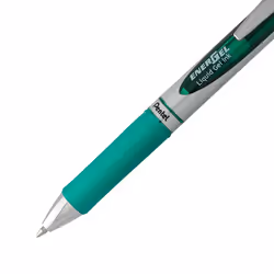 Pentel EnerGel RTX Retractable Liquid Gel Pen  (0.7mm)  Medium Line  Metal Tip  Green Ink  Pack of 2 (BL77BP2D)