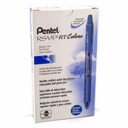 Pentel RSVP RT Colors Retractable Ballpoint Pen (1.0mm) Medium Line Barrel Blue Ink Box of 12 (BK93CRC-C)