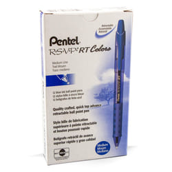 Pentel RSVP RT Colors Retractable Ballpoint Pen  (1.0mm) Medium Line  Barrel  Blue Ink  Box of 12 (BK93CRC-C)