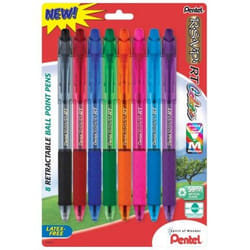 Pentel BK93CRBP8M ballpoint pen Black, Blue, Green, Light Blue, Orange, Pink, Red, Violet Clip-on retractable ballpoint pen 8 pc(s)