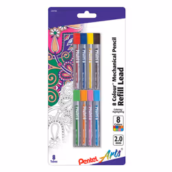 Pentel Arts Lead Pencil Refills 2.0 mm Assorted Colors Pack Of 8