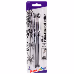 Pentel Arts Slicci Extra Fine Gel Pen  Black Ink 2-Pack (BG202BP2A)