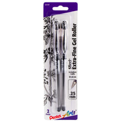 Pentel Arts Slicci Extra Fine Gel Pen  Black Ink 2-Pack (BG202BP2A)