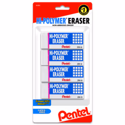 Pentel Hi-Polymer Erasers White Pack Of 4