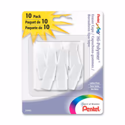 Pentel Arts Hi-Polymer White Cap Erasers  Pack of 10 (ZEH02PABP10)