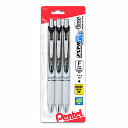 Pentel Gel Ink Pen EnerGel Pearl RTX0.5mm Fine Point Needle Tip (BLN75WBP3A) Black
