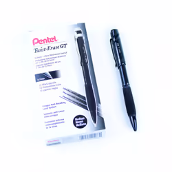 Pentel Twist-Erase GT  0.7mm  Mechanical Pencil Transparent Black  Box of 12 QE207A