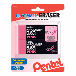 Pentel Hi-Polymer Erasers  Pink  Pack of 2