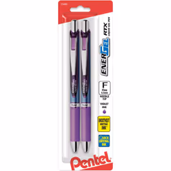 Pentel Gel Ink Pen EnerGel RTX Retractable Gel Pen 0.5mm Fine Point Needle Tip Violet Ink (BLN75BP2V)