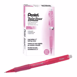 Pentel Twist-Erase EXPRESS Mechanical Pencil 0.7mm Pink Barrel Box of 12 QE417P