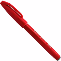 Pentel Arts Sign Pen Touch  Fude Brush Tip  Red Ink  Box of 12 (SES15C-B)