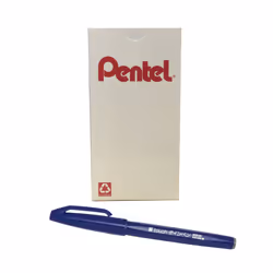 Pentel Arts Sign Pen Touch Fude Brush Tip Blue Ink Box of 12 (SES15C-C)