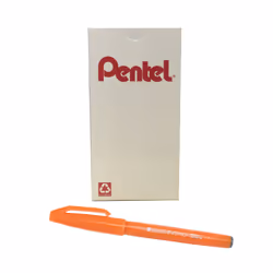 Pentel Arts Sign Pen Touch Fude Brush Tip Orange Ink Box of 12 (SES15C-F)