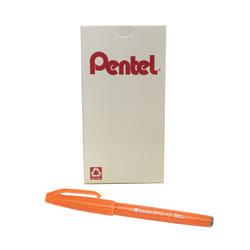 Pentel Arts Sign Pen Touch  Fude Brush Tip  Orange Ink  Box of 12 (SES15C-F)