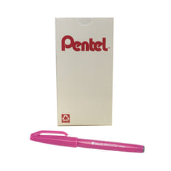 Pentel Arts Sign Pen Touch  Fude Brush Tip  Pink Ink  Box of 12 (SES15C-P)