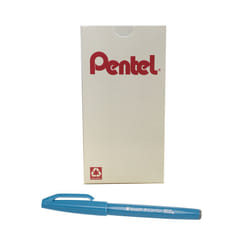 Pentel Arts Sign Pen Touch  Fude Brush Tip  Sky Blue Ink  Box of 12 (SES15C-S)