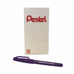 Pentel Arts Sign Pen Touch Fude Brush Tip Violet Ink Box of 12 (SES15C-V)