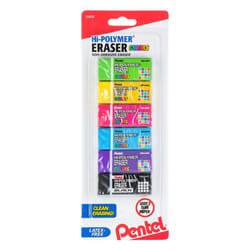 Pentel Hi-Polymer Block Eraser Colors Small  Assorted Colors  6-Pk (ZEH05CRBP6M)
