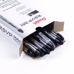 Pentel RSVP STYLUS Ballpoint Pen  Fine Line  Black Ink (BK90L-A) (12 count)