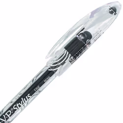 Pentel RSVP STYLUS Ballpoint Pen  Fine Line  Black Ink (BK90L-A) (12 count)