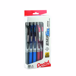 Pentel BL77PC12M1 EnerGel RTX RT Liquid Gel Pen  Med  Metal Tip  Assort Ink  12-Pk Window Box of 12  0.7mm  Assorted