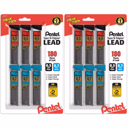 Pentel Super Hi-Polymer Lead Refills Value Pack (C257BPHB6) original version 0.5/0.7mm- Pack of 2