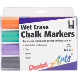 Pentel Arts Wet Erase Chalk Marker Set  Jumbo Tip  Assorted Colors Pack of 4 (SMW56PC4M1)