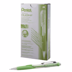 Pentel Twist-Erase cLIcK Mechanical Pencil  07mm  cLEAR Barrel  Lime green grip  12 pack PD277TK