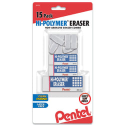 Pentel Hi-Polymer Eraser Combo Pack  White  Pack Of 15